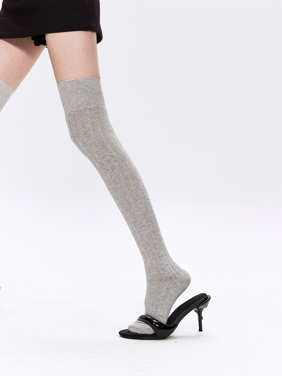 Vertical Stripe Thigh High Socks
