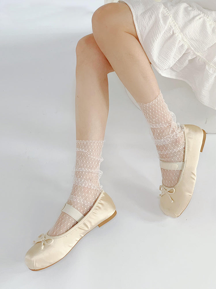 Polka Dots Tulle Crew Socks