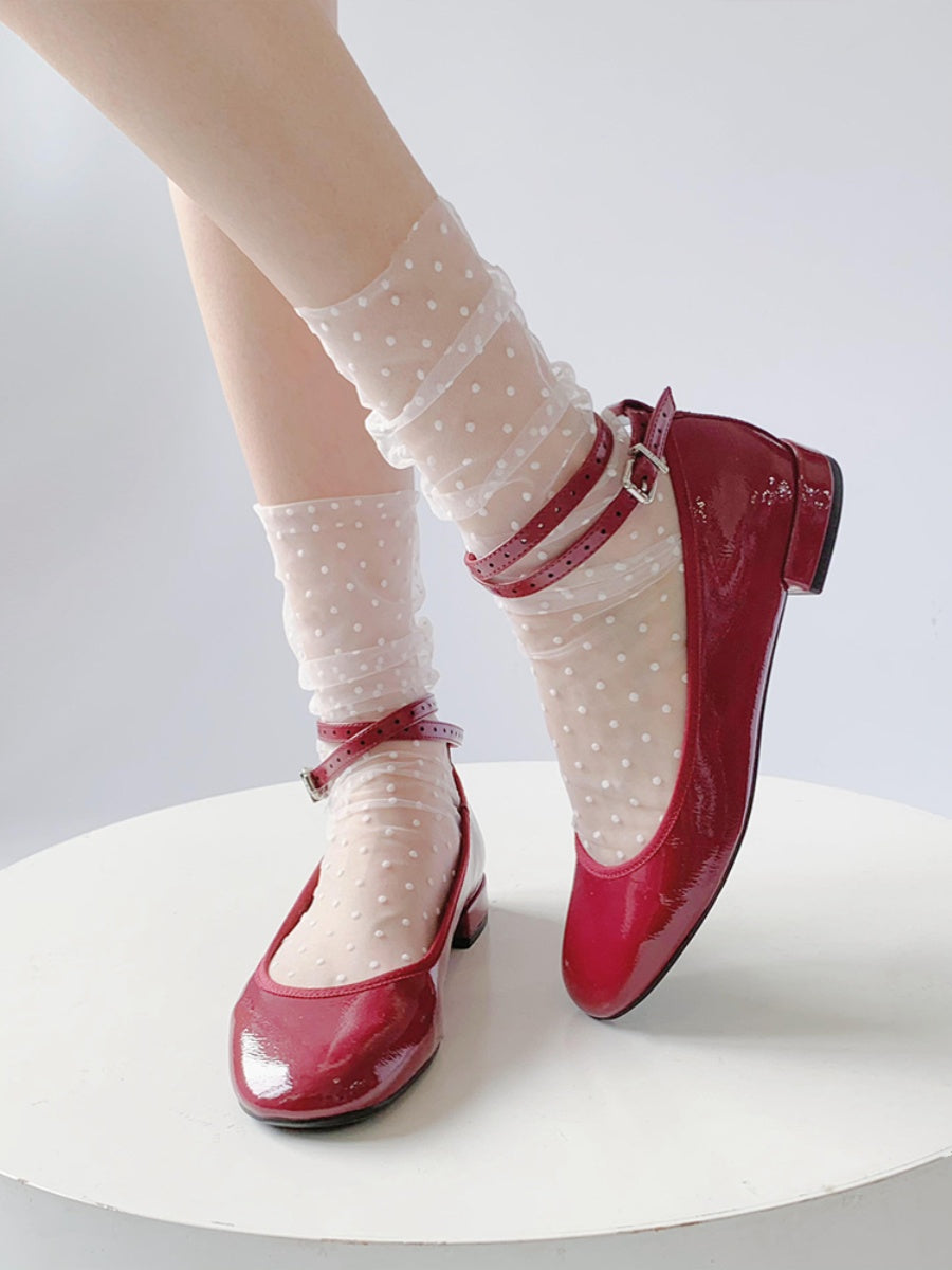 Polka Dots Tulle Crew Socks