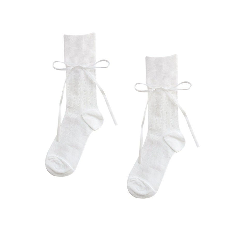 Bow Ribbon Cotton Crew Socks For Women