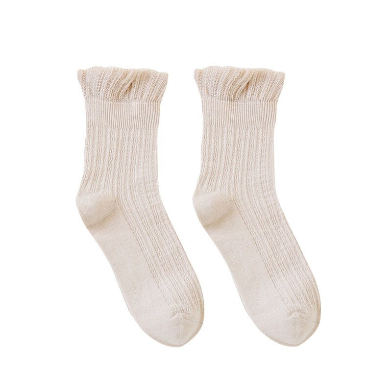 Ruffle Trim Quarter Socks For Women