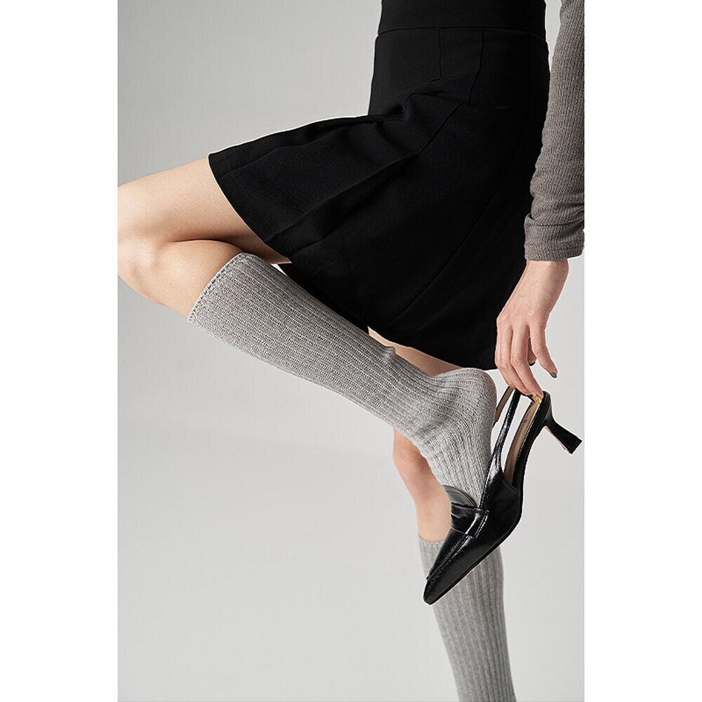 Ribbed Knit Slouch Knee High Socks For Women