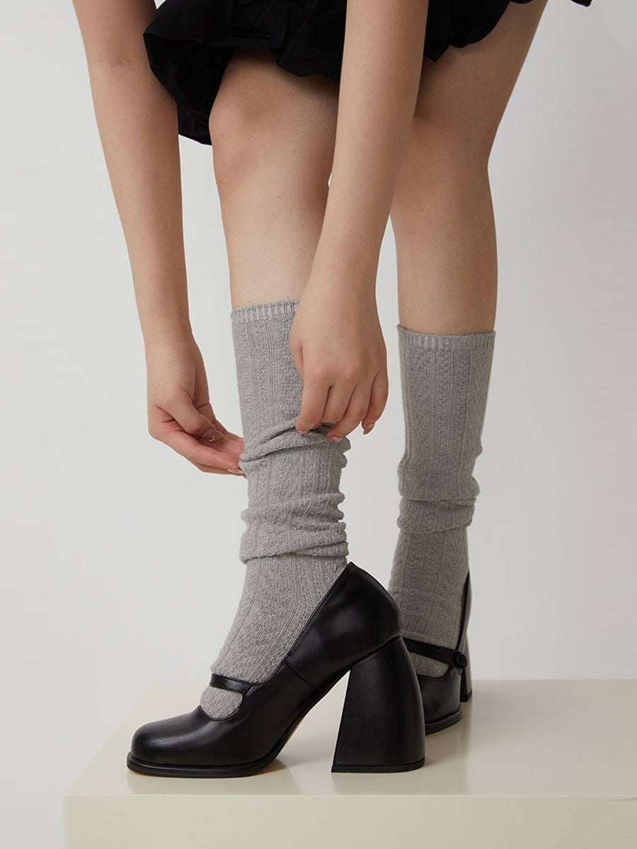 Ribbed Knit Slouch Knee High Socks For Women