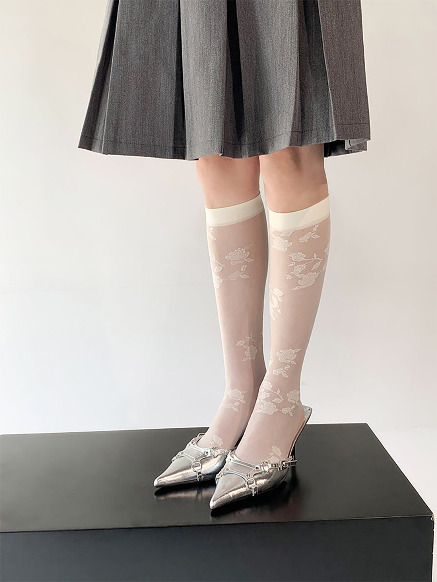 Floral Knee High Socks