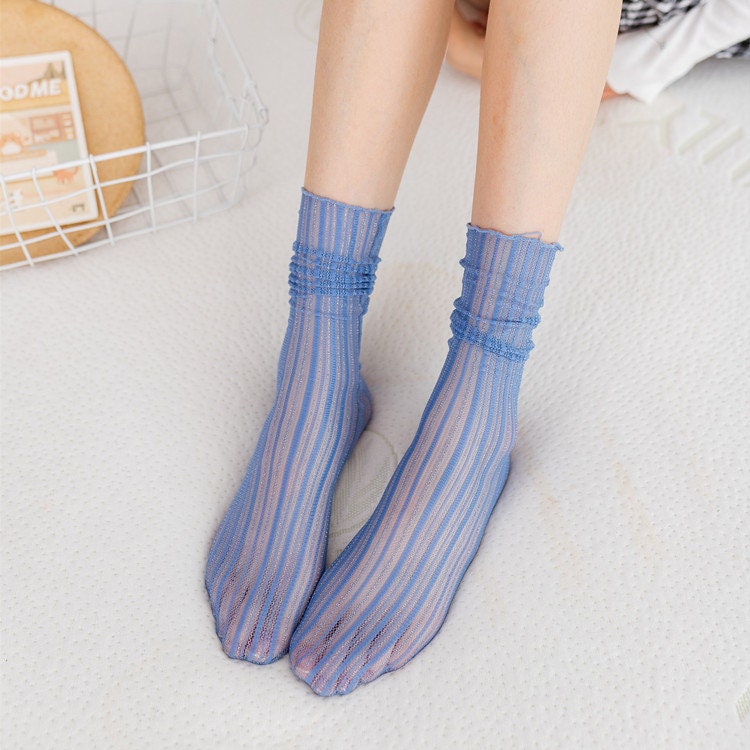 Stripe Tulle Crew Socks