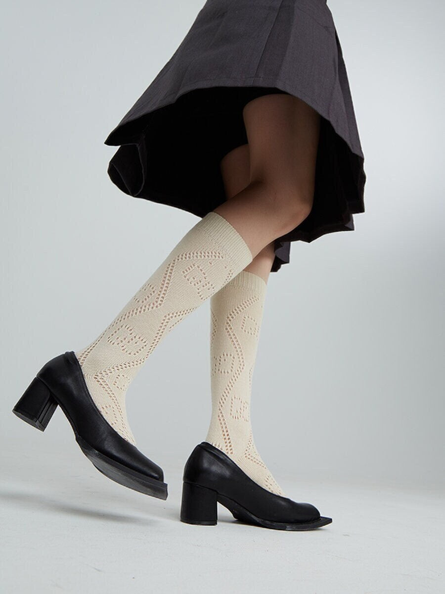 Pointelle Knee High Socks For Women