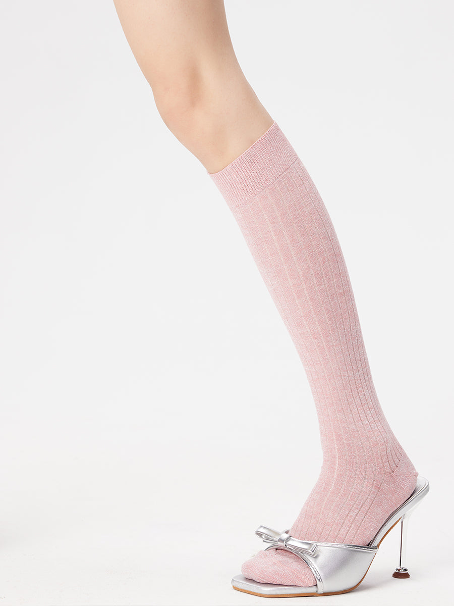 Glitter Ribbed Knee High Socks