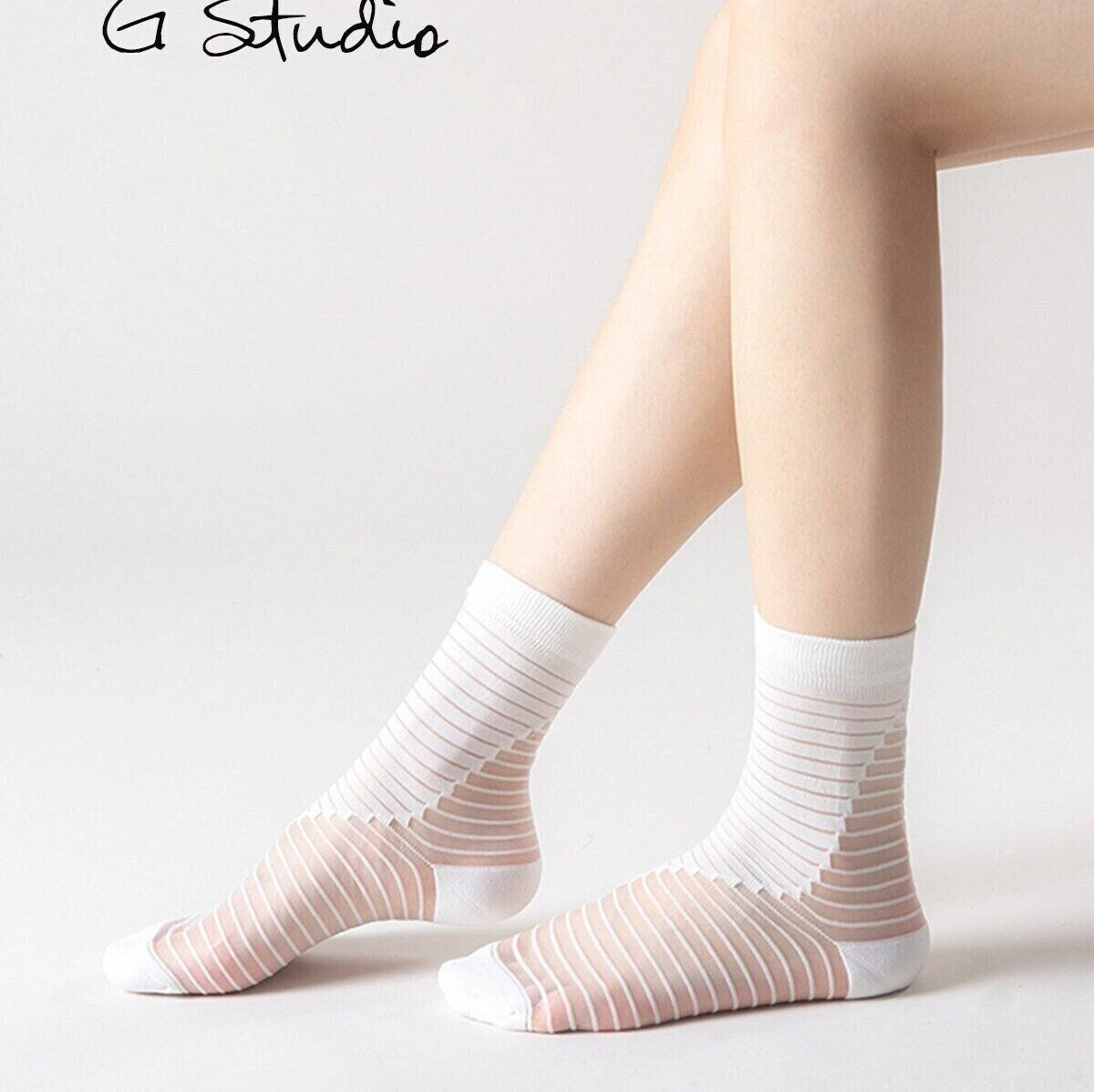 Stripe Sheer Crew Socks