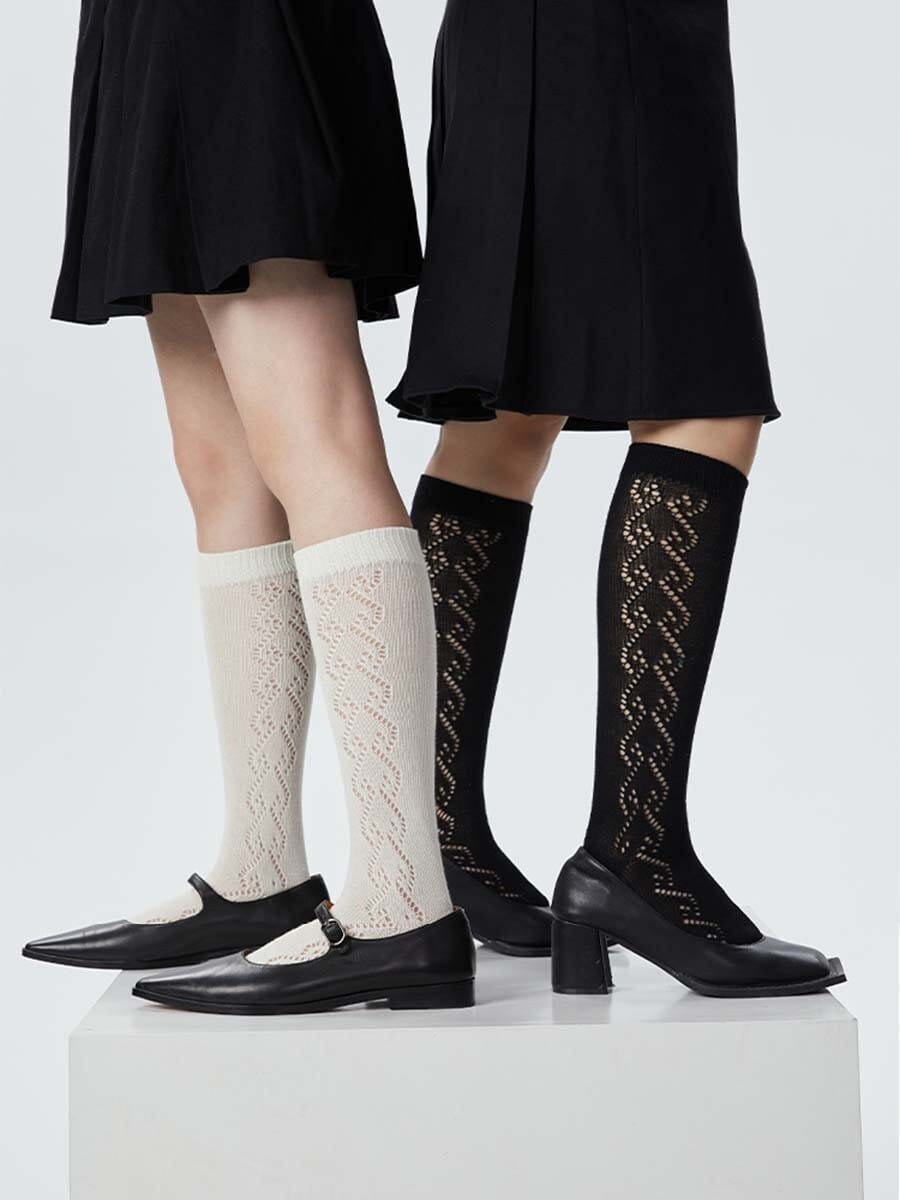 Pointelle Knee High Socks For Women