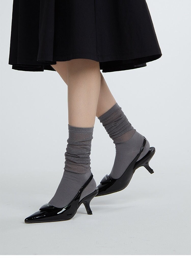 Slouch Semi-Sheer Crew Socks For Women