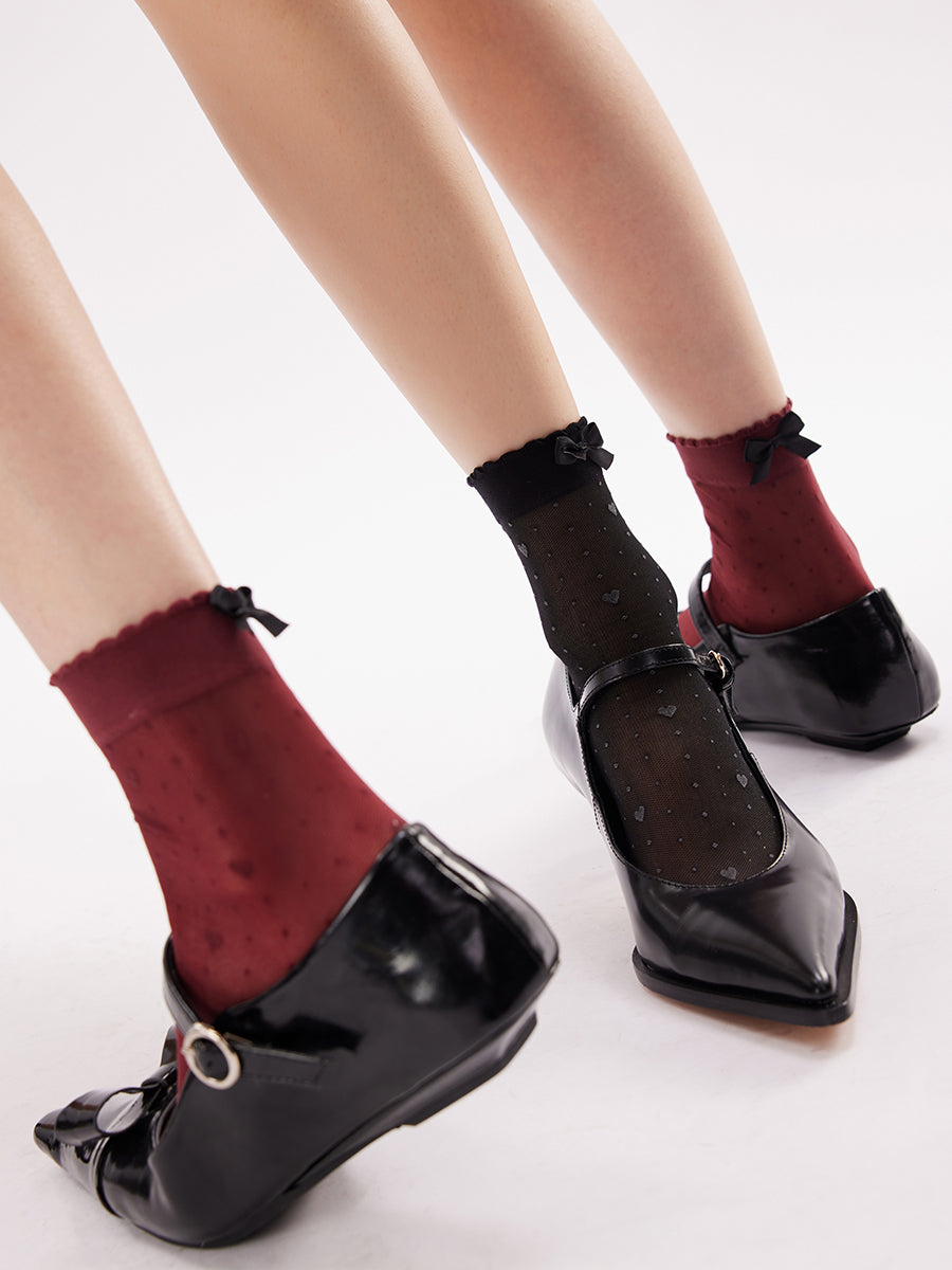 Polka Dot Sheer Crew Socks
