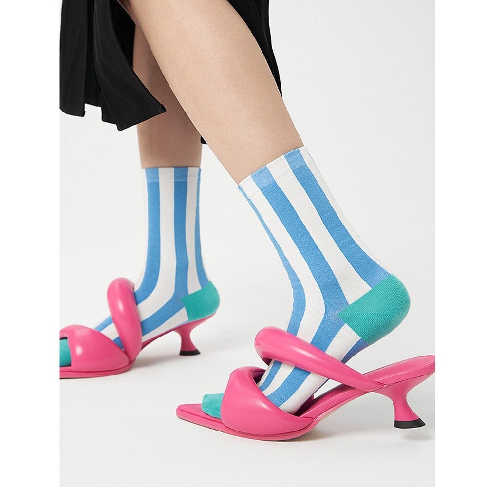 Sailor Stripe Cotton Crew Socks For Women