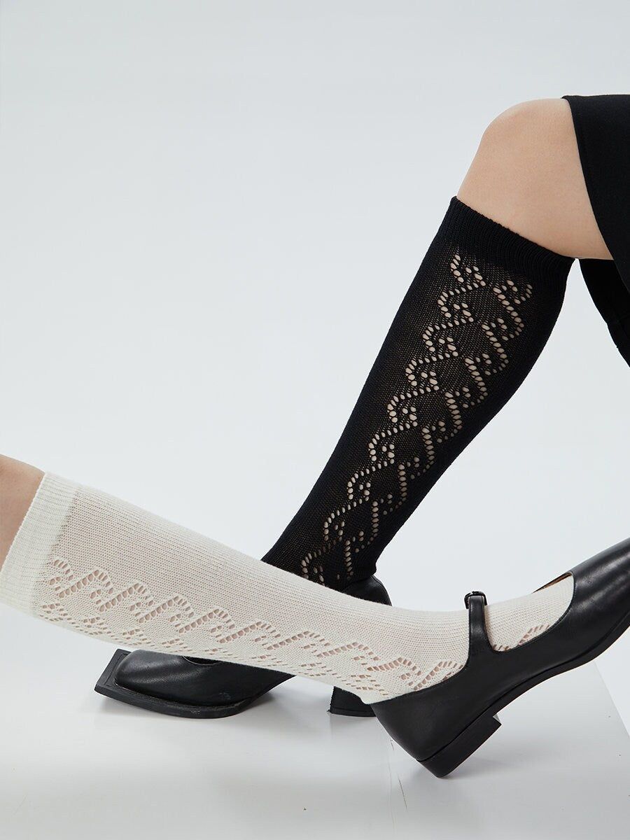 Pointelle Knee High Socks For Women