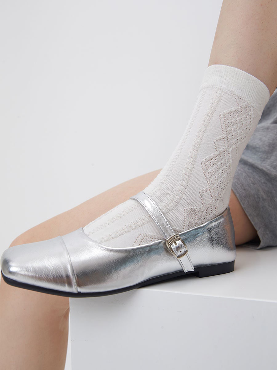 Argyle Knit Quarter Socks For Women