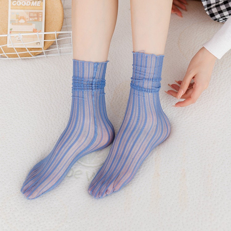 Stripe Tulle Crew Socks