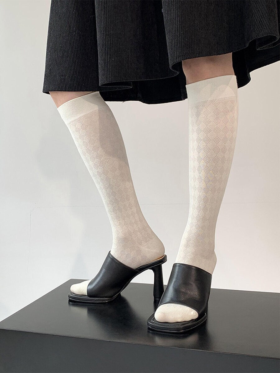 Argyle Knee High Socks For Women