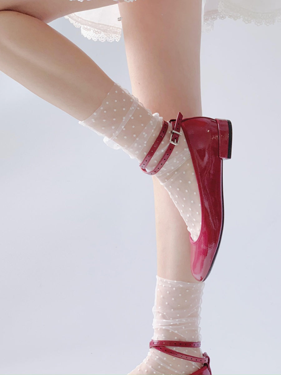 Polka Dots Tulle Crew Socks