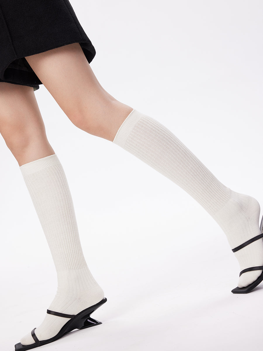 Ribbed Knee High Socks