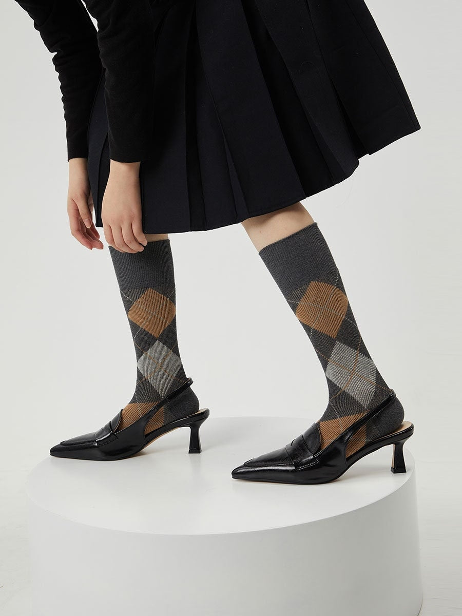 Argyle Crew Socks / Calf Socks For Women