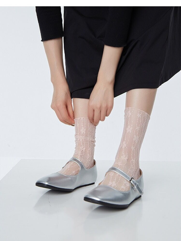 Floral Tulle Crew Socks