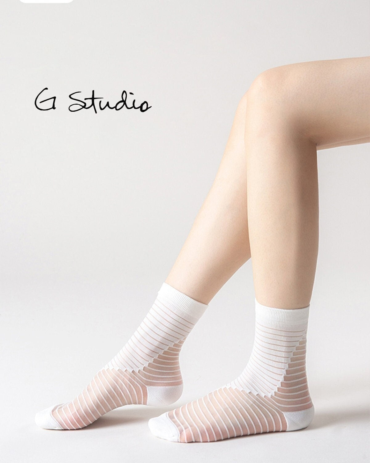 Stripe Sheer Crew Socks