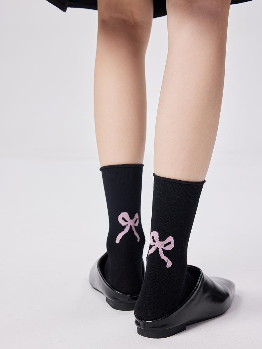 Bow Print Crew Socks