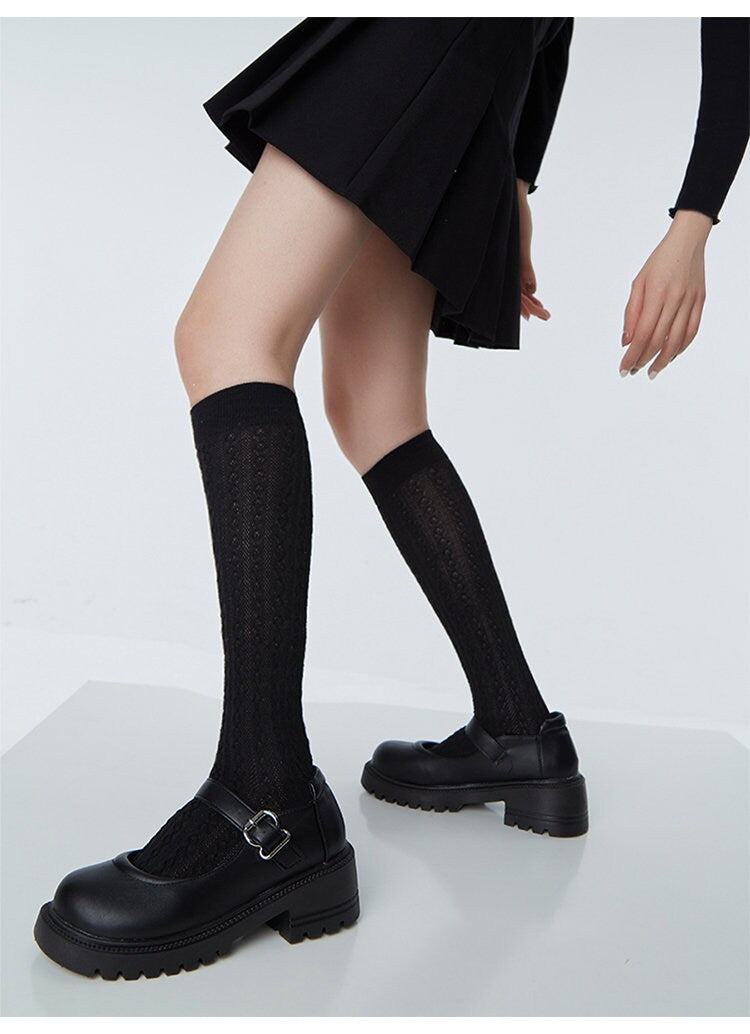 Ribbed Knit Knee High Socks For Women