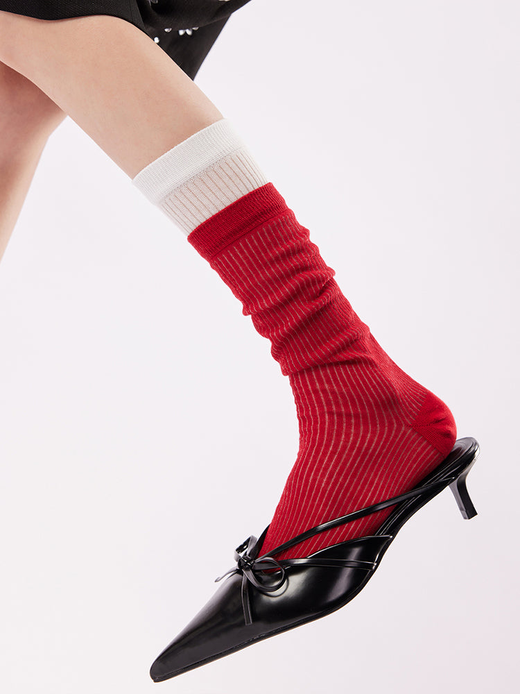 Colorblock Ribbed Crew Socks