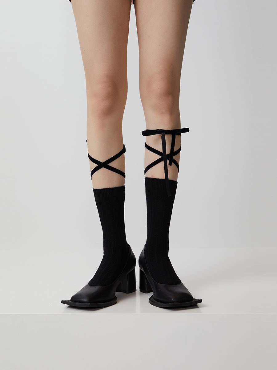 Cross Ribbon Crew Socks For Women