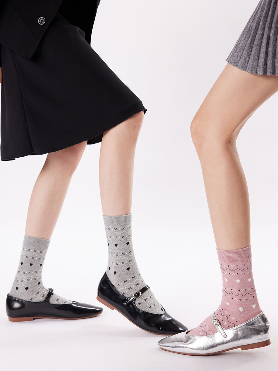Heart Pattern Crew Socks