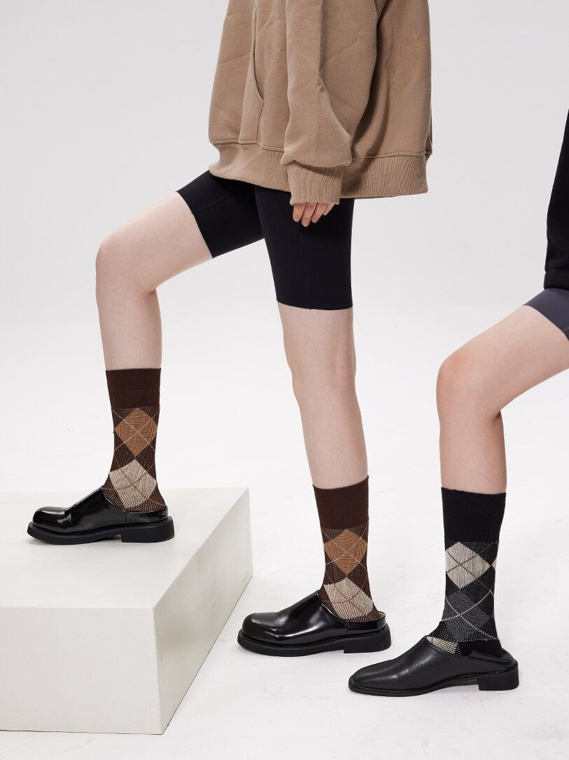 Argyle Crew Socks / Calf Socks For Women