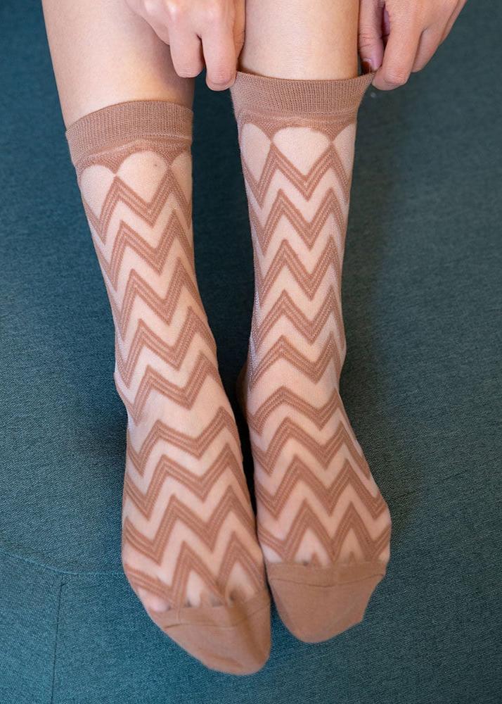 Zigzag Sheer Crew Socks - SH2442