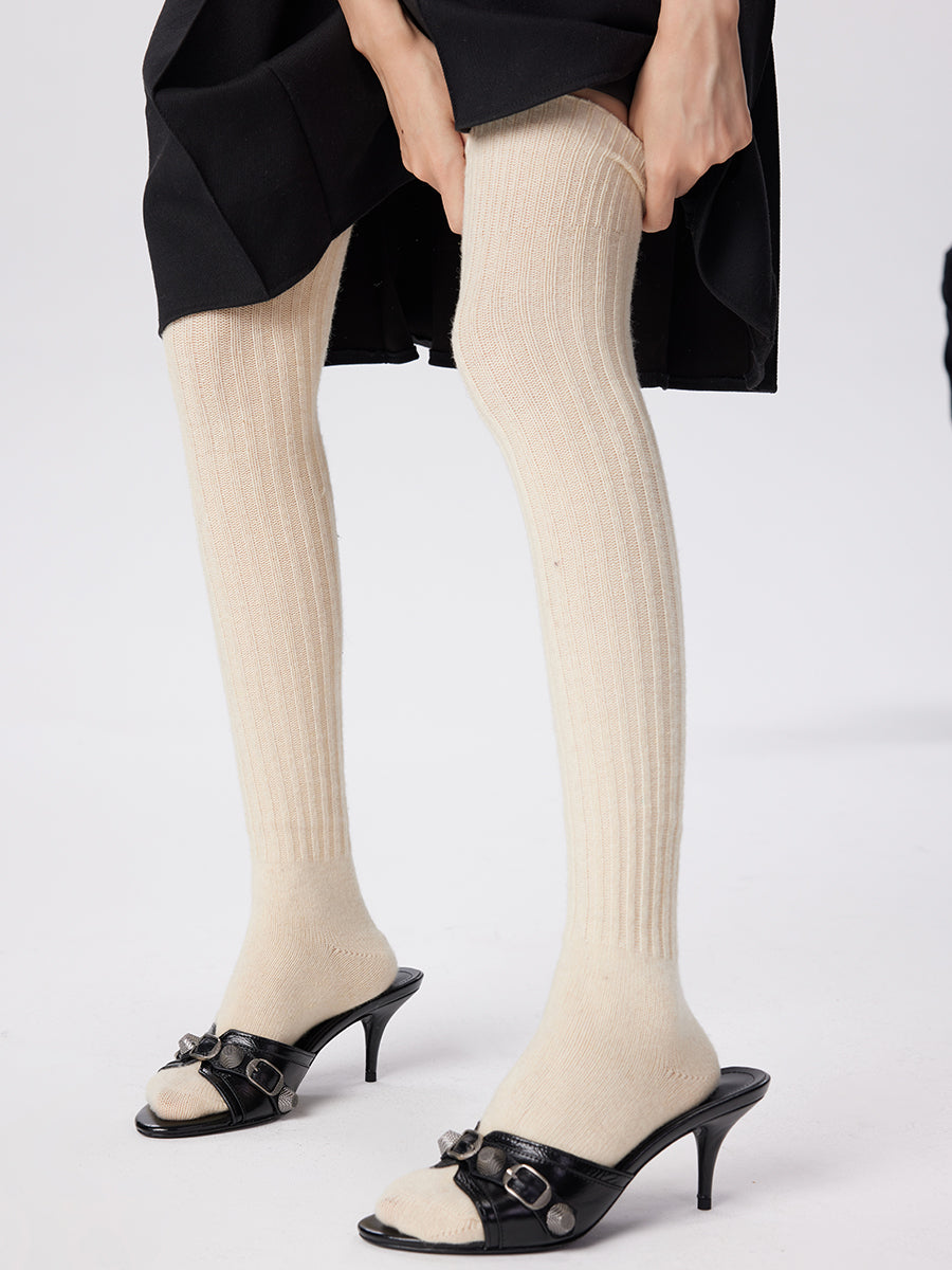 Ribbed Thigh High Socks