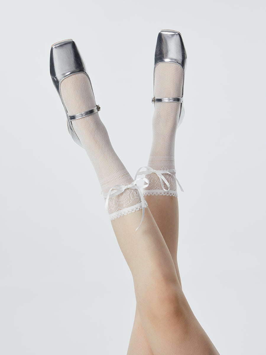 Ballet Ribbon Lace Crew Socks