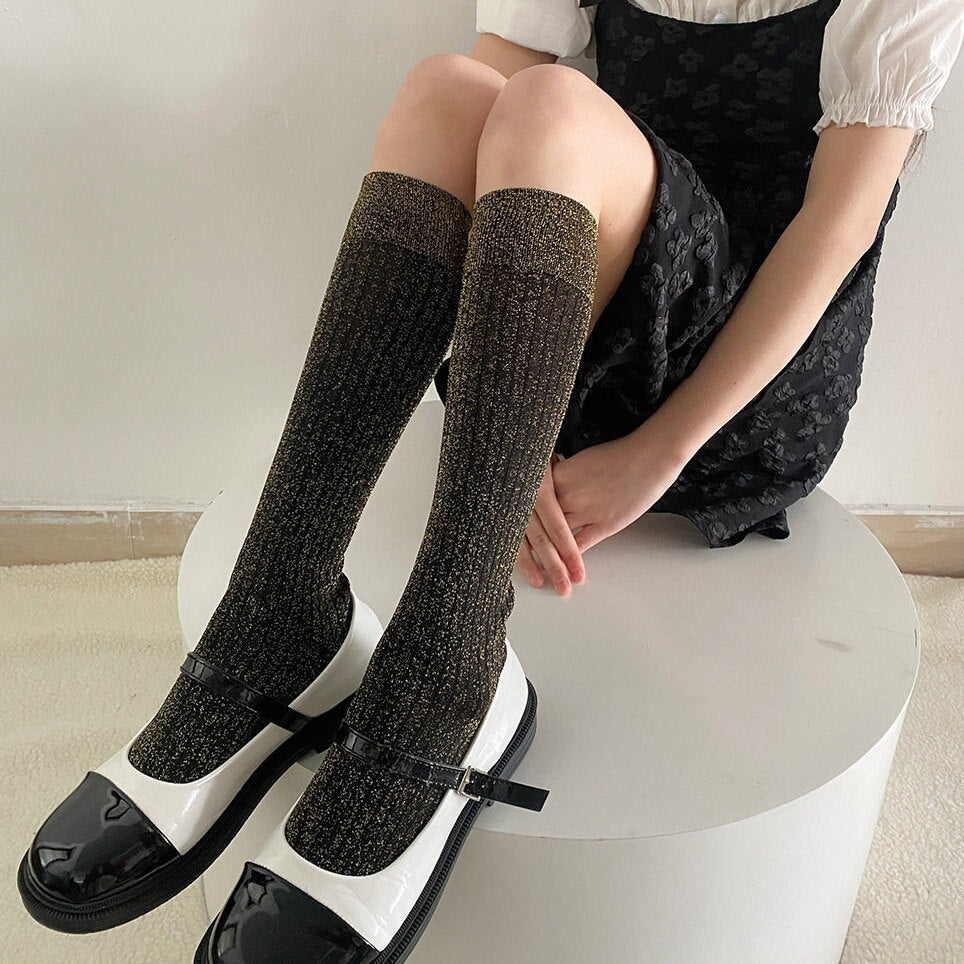 Shiny Knee High Socks / Calf Socks For Women