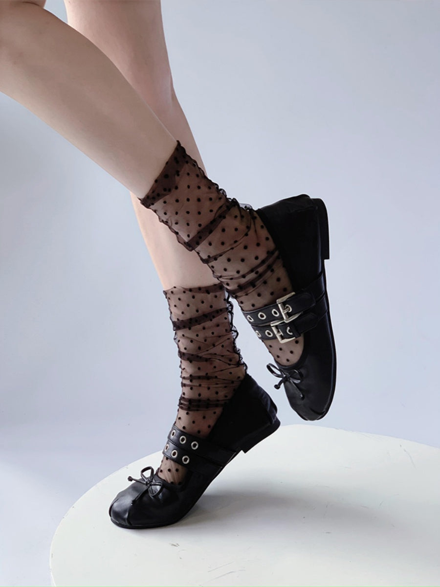 Polka Dots Tulle Crew Socks