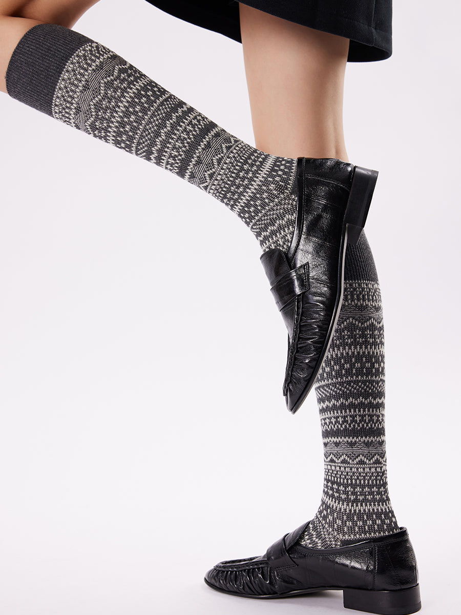 Nordic Knit Knee High Socks