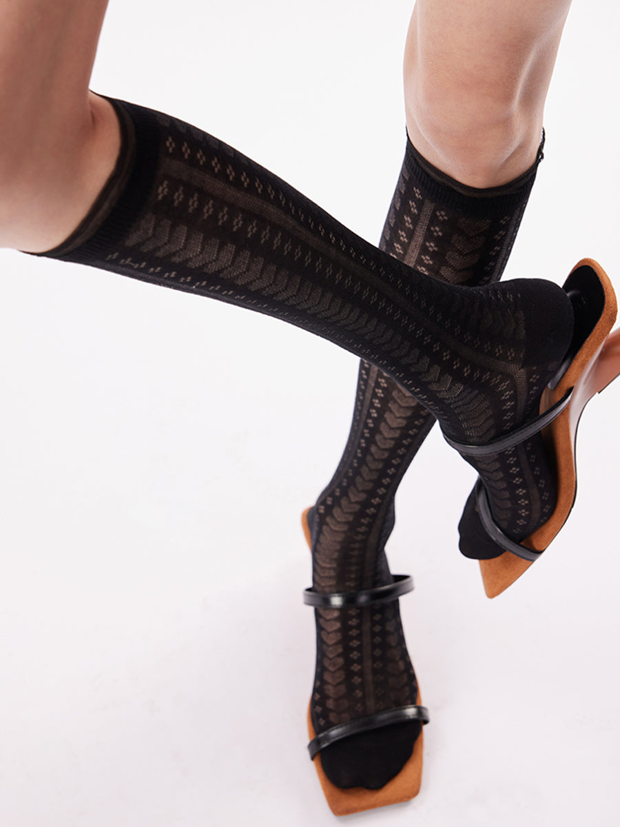 Sheer Pointelle Knee High Socks