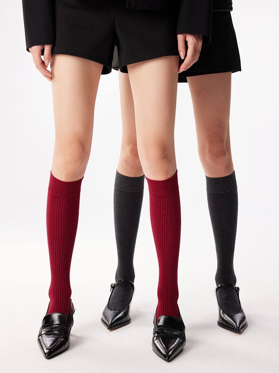 Ribbed Knee High Socks