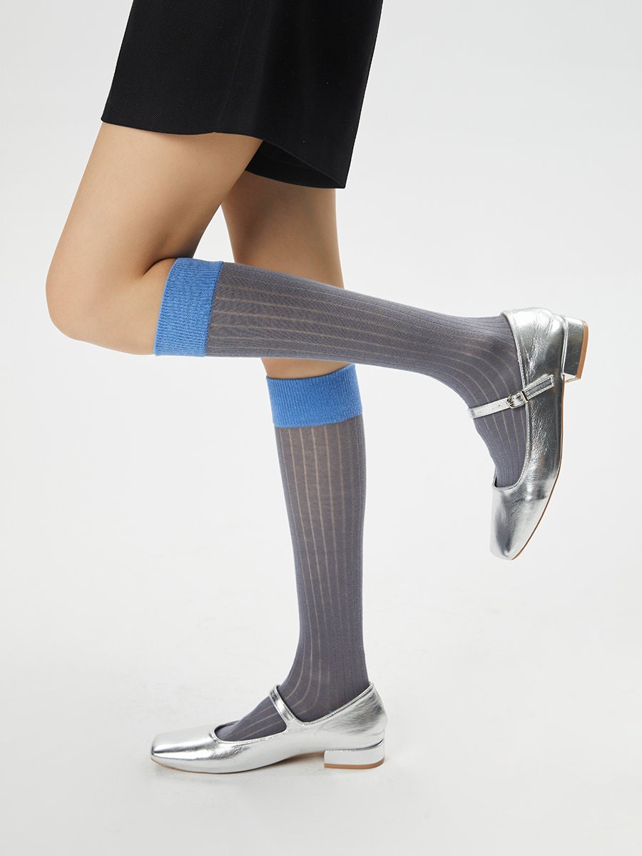 Stripe Semi-Sheer Knee High Socks For Women