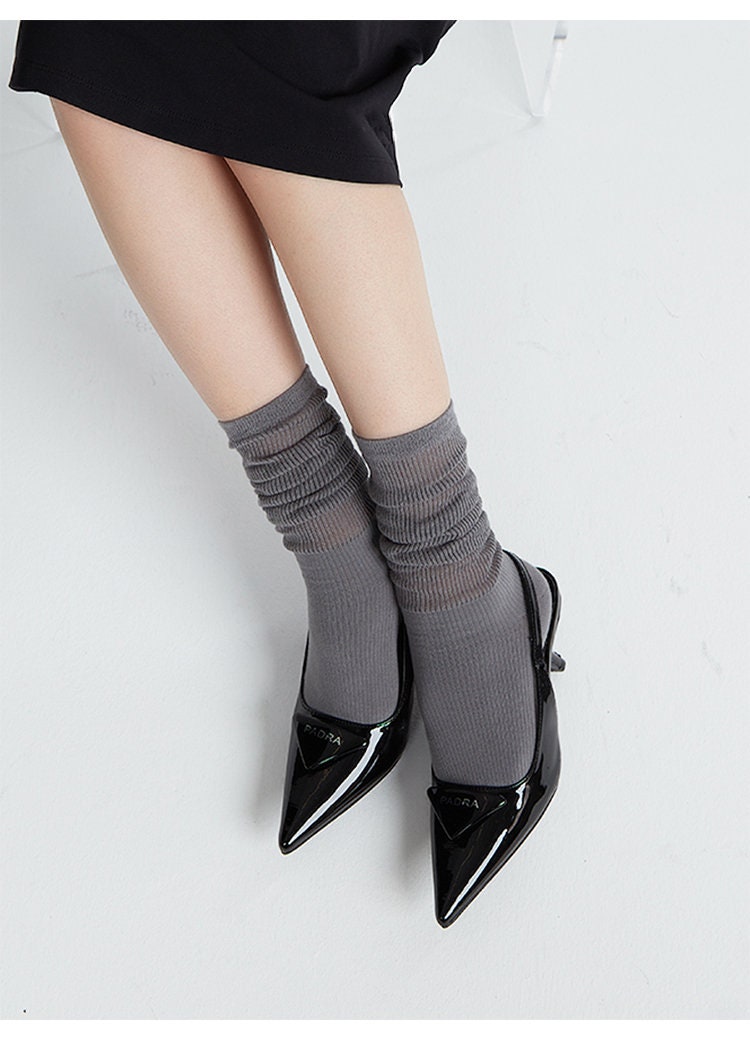 Slouch Semi-Sheer Crew Socks For Women