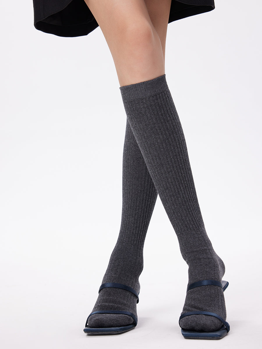 Ribbed Knee High Socks