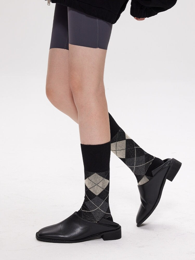 Argyle Crew Socks / Calf Socks For Women