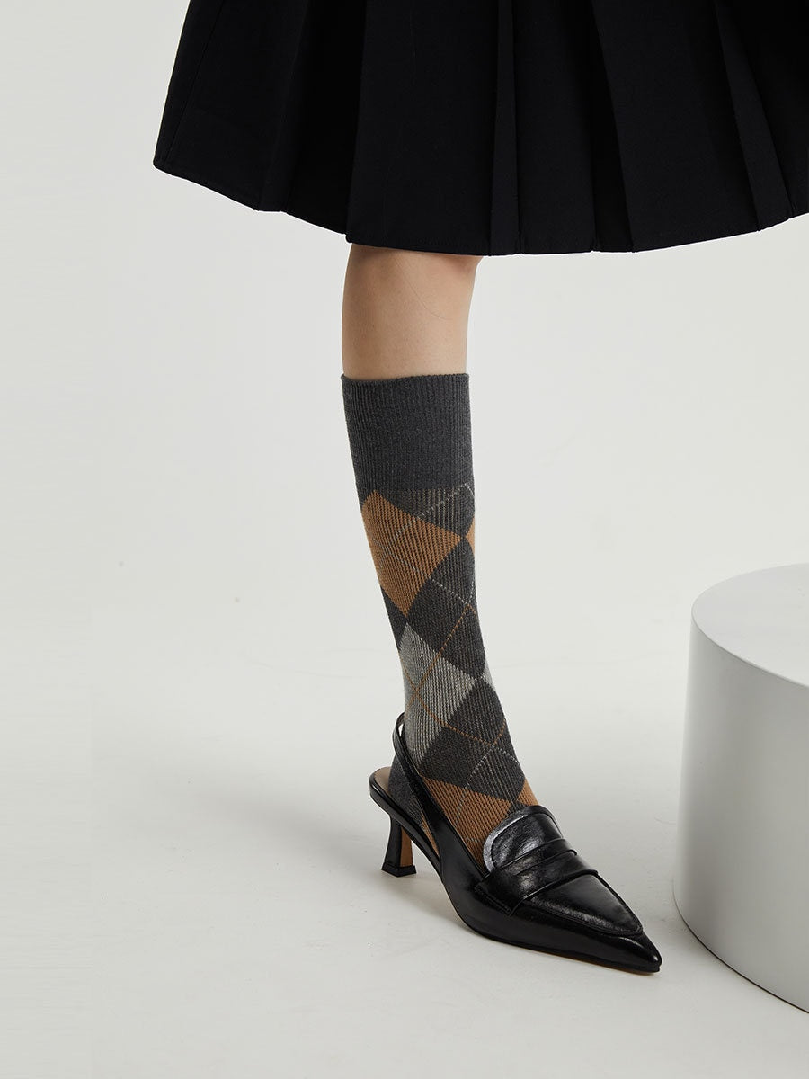 Argyle Crew Socks / Calf Socks For Women