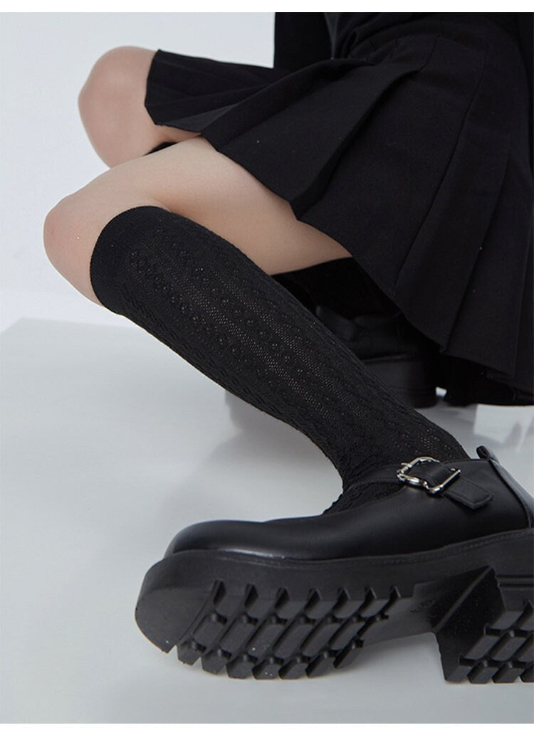 Ribbed Knit Knee High Socks For Women