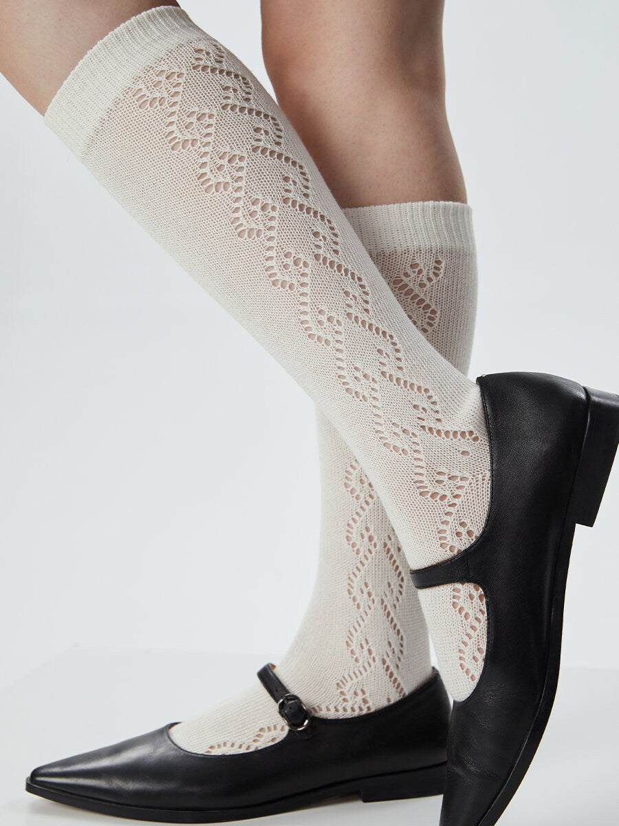 Pointelle Knee High Socks For Women