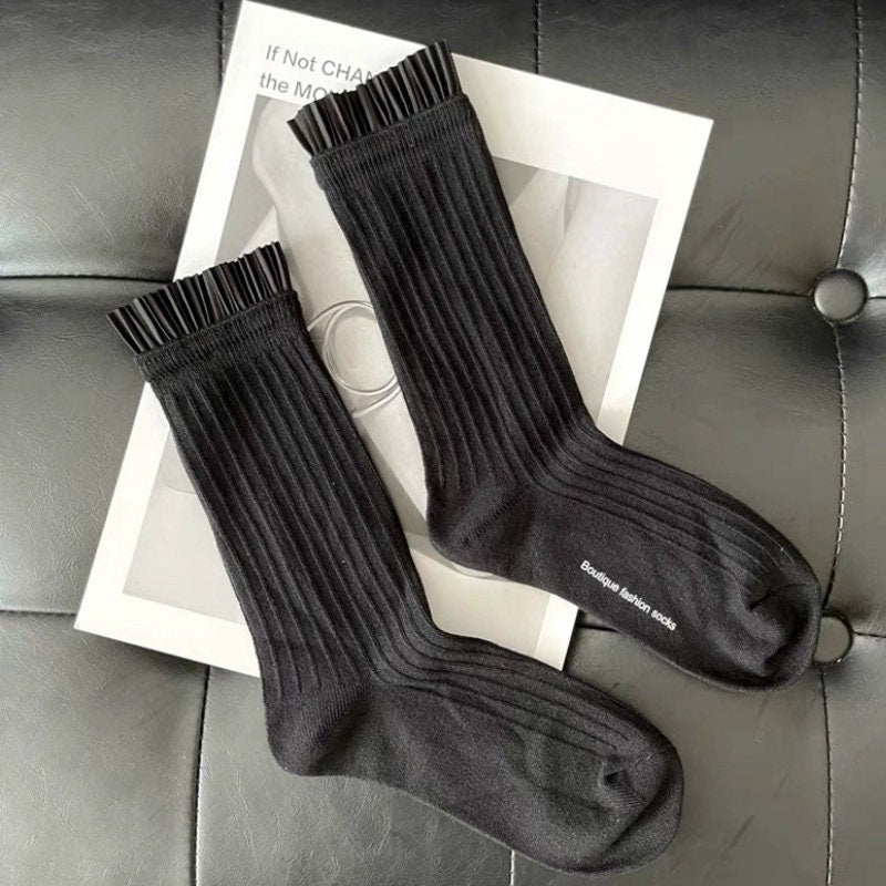 Ruffle Crew Socks For Women