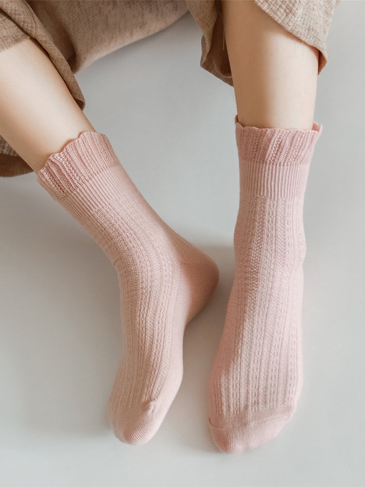 Ruffle Trim Quarter Socks For Women