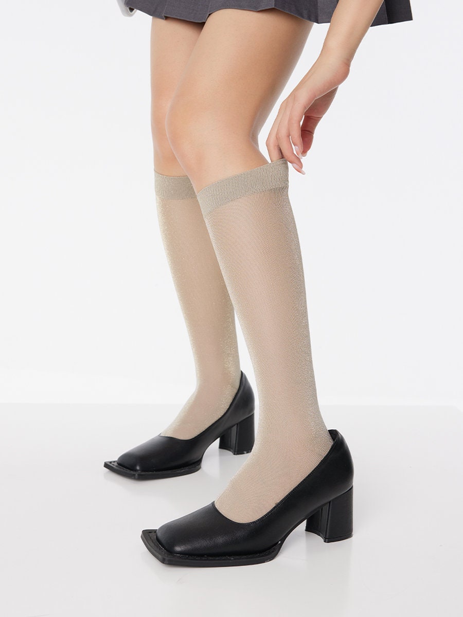 Shiny Knee High Socks For Women