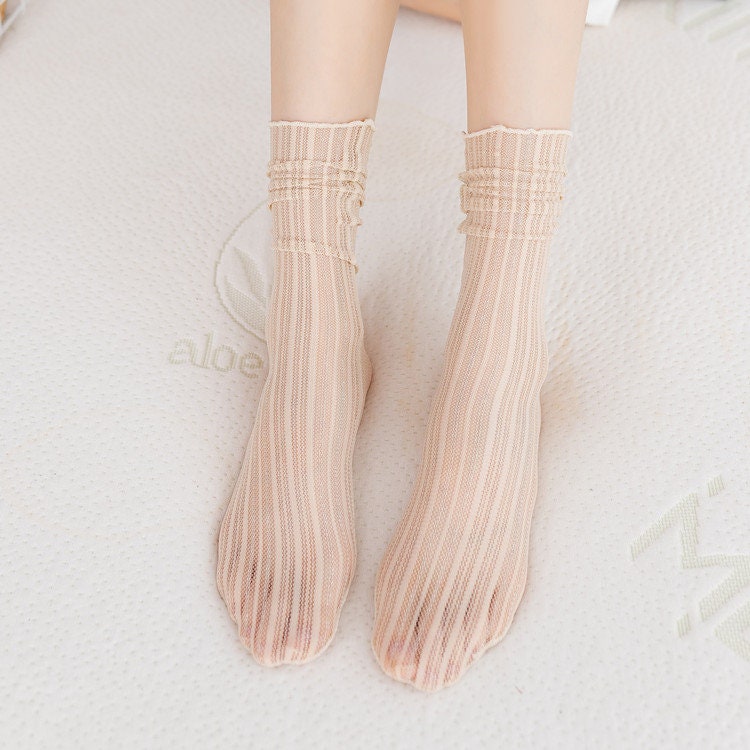 Stripe Tulle Crew Socks